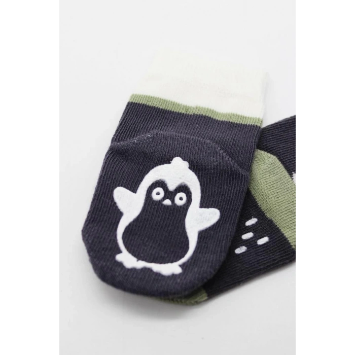  Bistyle Hayvan Figürlü Kaymaz Erkek Soket Çorap 2Li BS10119 Antrasit