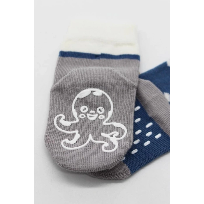  Bistyle Hayvan Figürlü Kaymaz Erkek Soket Çorap 2Li BS10119 İndigo