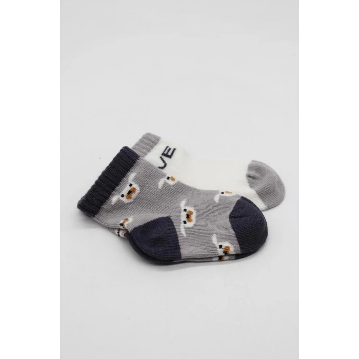 Gri Penye Çorap 2’Li Set Rahatlık ve Bebekler İçin Günlük Aktiviteye Uygun Tasarım