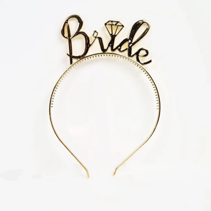 Çocuk BrideYazılıTaçveBrideToBeYazılıGözlükSetiAltınRenk