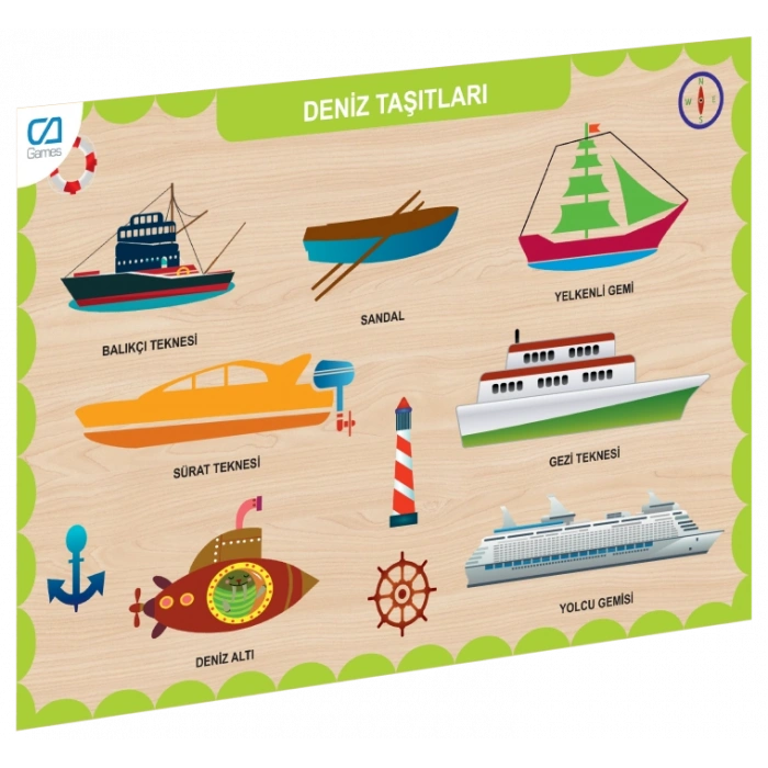 Eğitici Oyuncak CAAHS-3201 CAMES AHŞAP DENİZ TAŞITLARI BUL-TAK