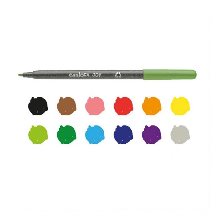Çocuk Carioca Eco Family Joy Süper Yıkanabilir Keçeli Boya Kalemi 12Li
