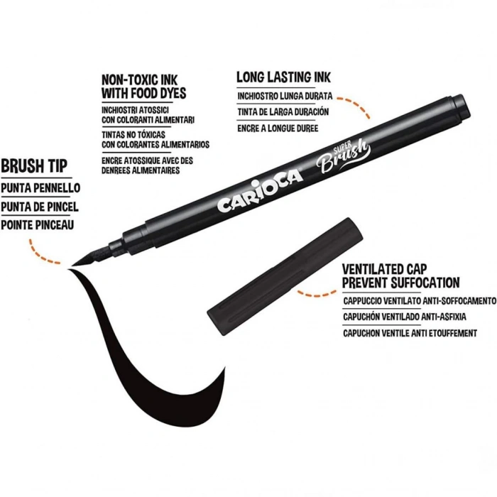 Çocuk Carioca Keçeli Boya Süper Brush Fırça Uçlu 10lu 42937