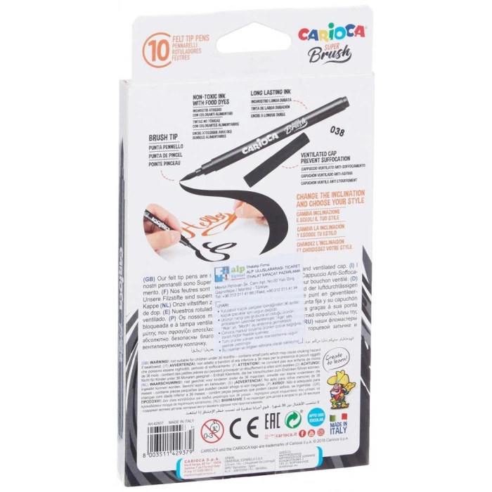 Çocuk Carioca Süper Brush Keçeli Boya Kalemi 10lu