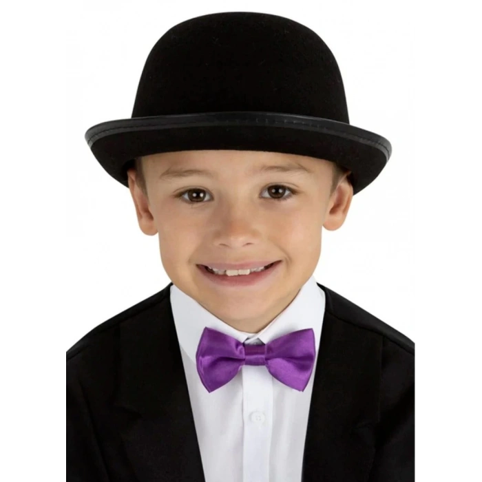 Eğitici Çocuk Charlie Chaplin Stil Çocuk Şapkası – Siyah Melon Parti Şapkası