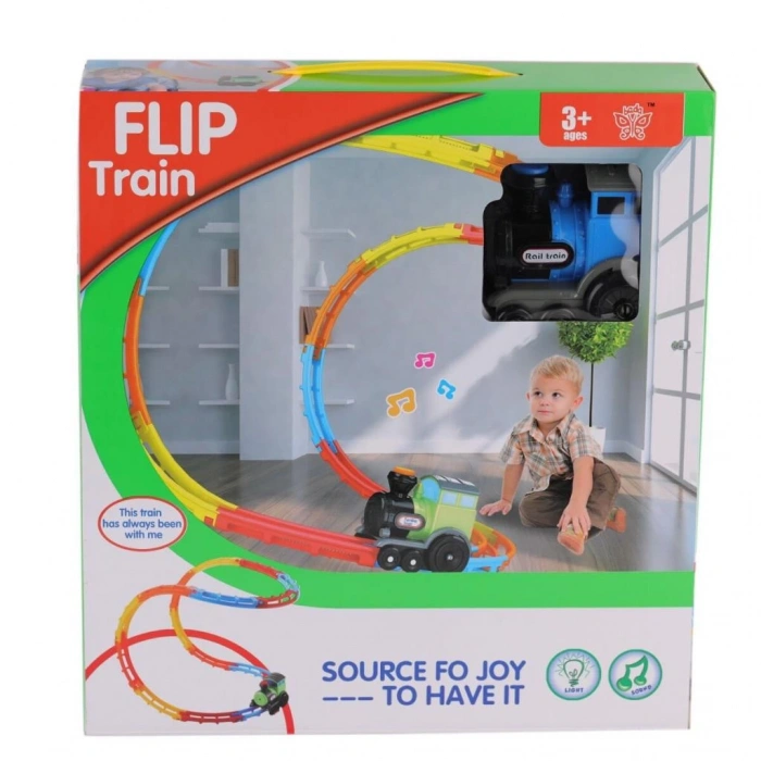 Çocuk Eğitici Oyuncak D9081 Kutulu Pilli Takla Atan Tren