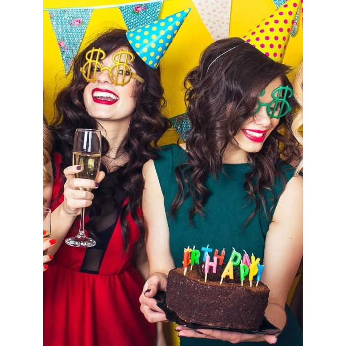 Dolar Şekilli Metalize Parti Gözlüğü 6 Adet Çocuk ve Yetişkin İçin Eğlenceli Aksesuar