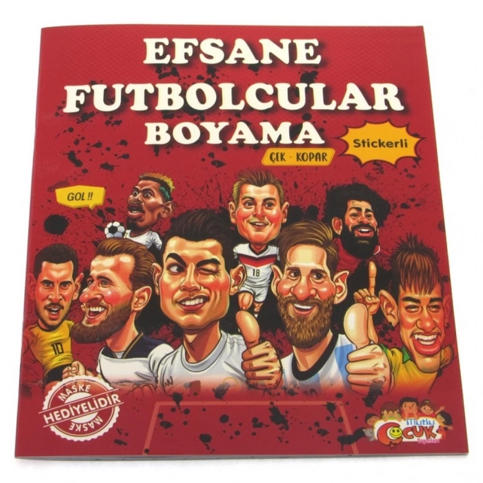 Çocuk Efsane Futbolcular Çıkartmalı Maskeli Boyama Kitabı
