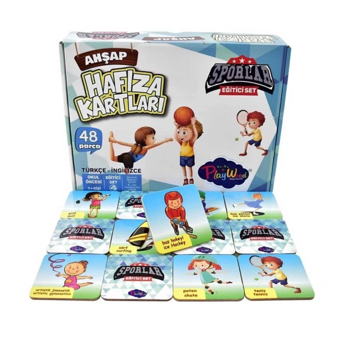 Çocuk Eğitici  Ahşap Hafıza Kartları Sporlar