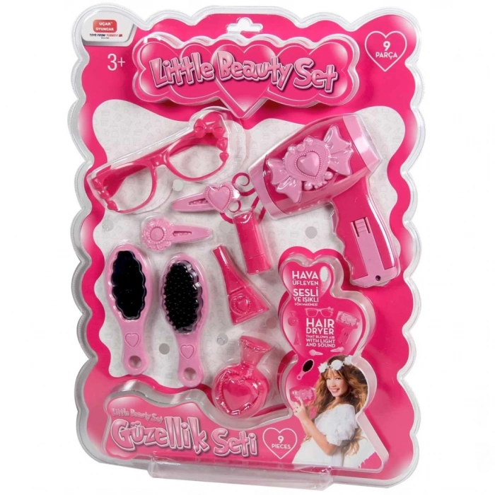 Çocuk Fön Makineli Kartela Güzellik Seti 9 Parça