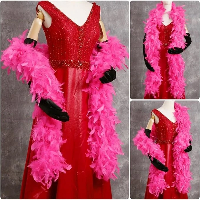 Eğitici Oyuncak Fuşya Renk Kabarık Kalın Otriş Boa Tüy 6 cm Genişlik 180-200 cm Uzunluk