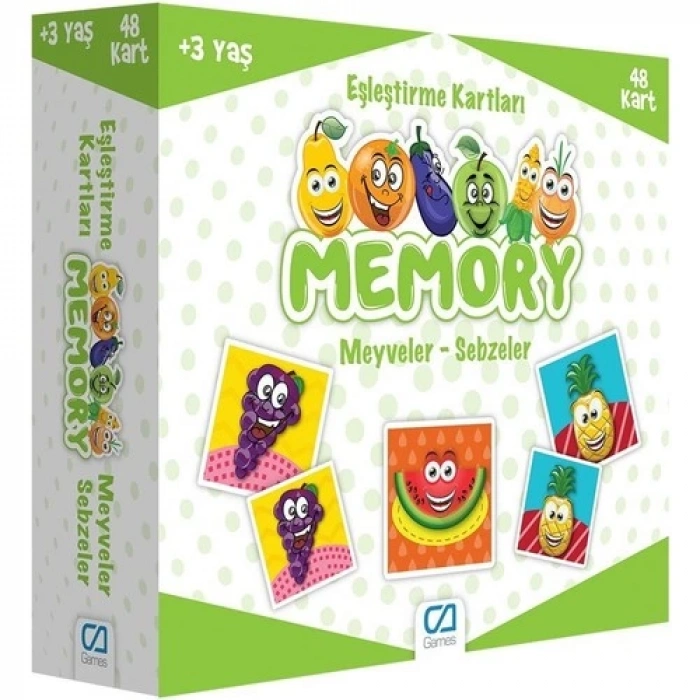 Eğitici Oyuncak  Games Memory Eşleştirme Kartları Meyve Sebzeler 48 Kart 5040