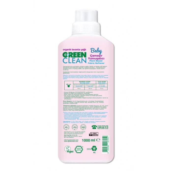 Çocuk Green Clean Baby Bitkisel Çamaşır Yumuşatıcı 1000 ml