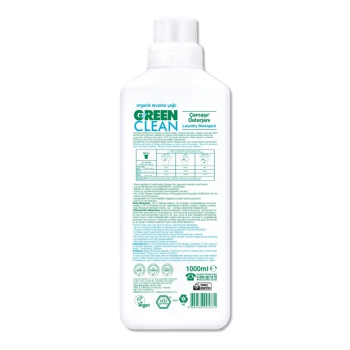 Çocuk Green Clean Bitkisel Çamaşır Deterjanı 1000 ml (20 Yıkama)