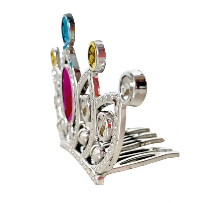 Çocuk Gümüş Renk Taraklı Model Prenses Kraliçe Tacı 2 No 12x7 cm