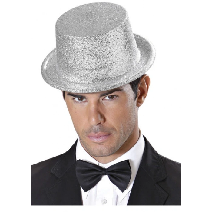 Çocuk Gümüş Renk Uzun Plastik Simli Parti Şapkası