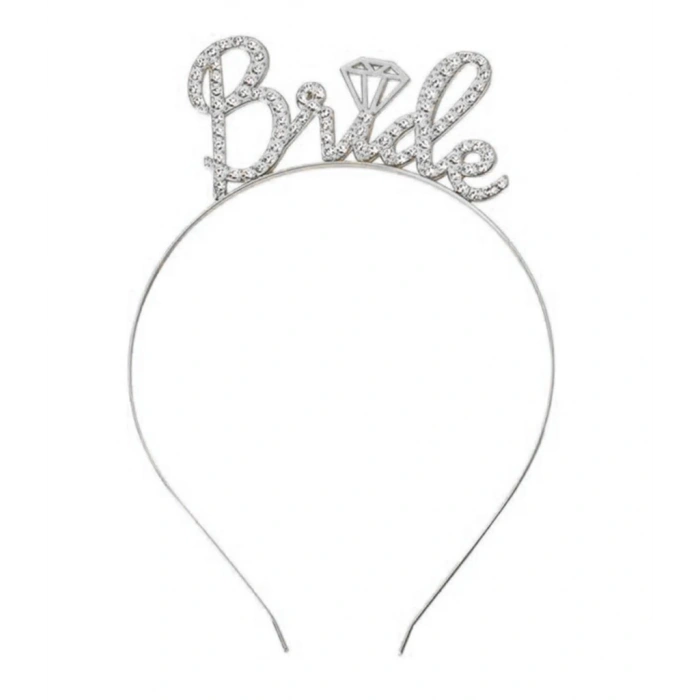 Eğitici Oyuncak Gümüş Renkli Taşlı “Bride” Gelin Tacı – El Yazısı Yazı Tipiyle
