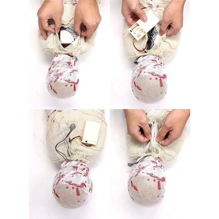 Çocuk Halloween Sensörlü Işıklı Hareketli Mumya 25x75 cm