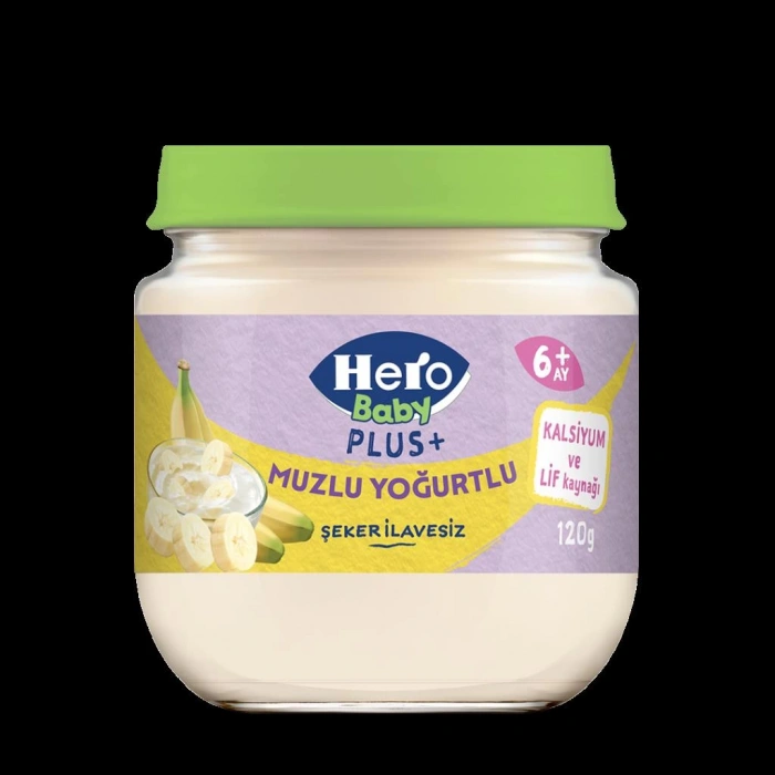 Çocuk Eğitici Gelişim Hero Baby Muzlu Yoğurtlu Kavanoz Mama 120 Gr