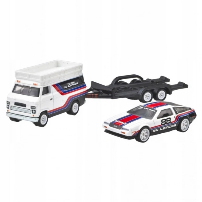 Eğitici Çocuk Hot Wheels Car Culture Team Transport DMC DeLorean & HW Rally Hauler Diecast Car