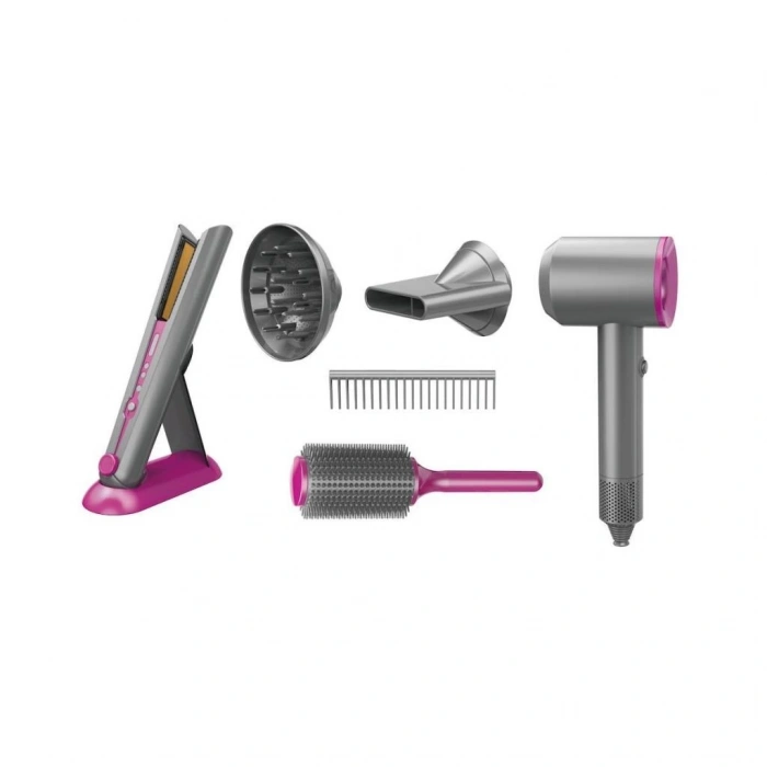 Çocuk HUA-1019 Sesli ve Işıklı 2IN1 Lüks Saç Şekillendirici Set -Vardem Oyuncak