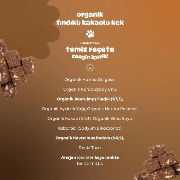 Çocuk Humm Organik Fındıklı Kakaolu Vegan Kek 30 Gr