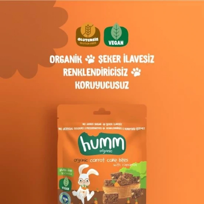 Çocuk Humm Organik Havuçlu Tarçınlı Vegan Kek 30 Gr