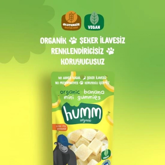 Çocuk Humm Organik Muzlu Glutensiz Vegan Mini Küpler 30 Gr