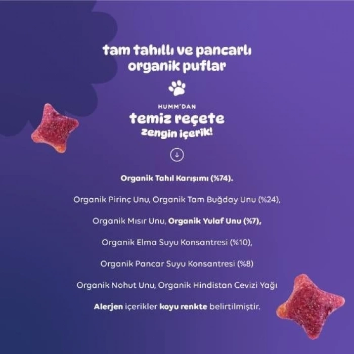 Çocuk Humm Organik Pancarlı ve Tam Tahıllı Puflar 30 Gr