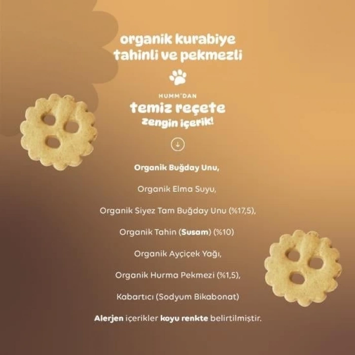 Çocuk Humm Organik Tahinli ve Pekmezli Vegan Kurabiye 55 Gr