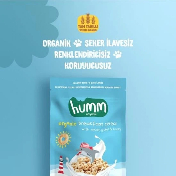 Çocuk Humm Organik Tam Tahıllı ve Ballı Kahvaltılık Gevrek 80 Gr