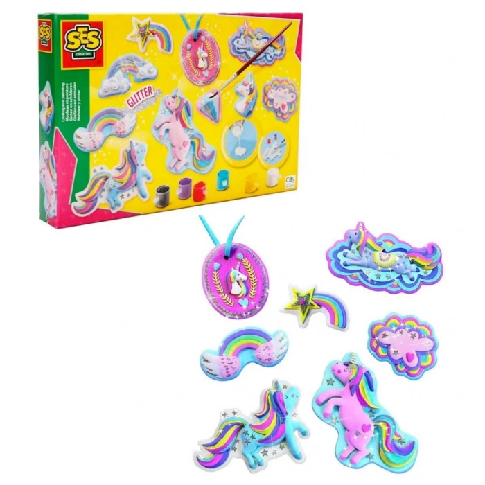 Eğitici Çocuk Kalıba Dök ve Boya Simli Unicorn