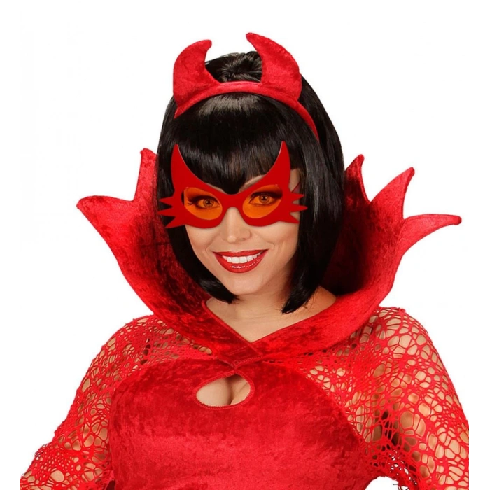 Çocuk KırmızıRenkBıyıkTasarımlıKediGözlüğü19x11cm