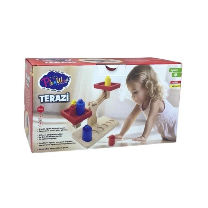 Çocuk Eğitici Oyuncak Kutuda Oyuncak Ahşap Terazi