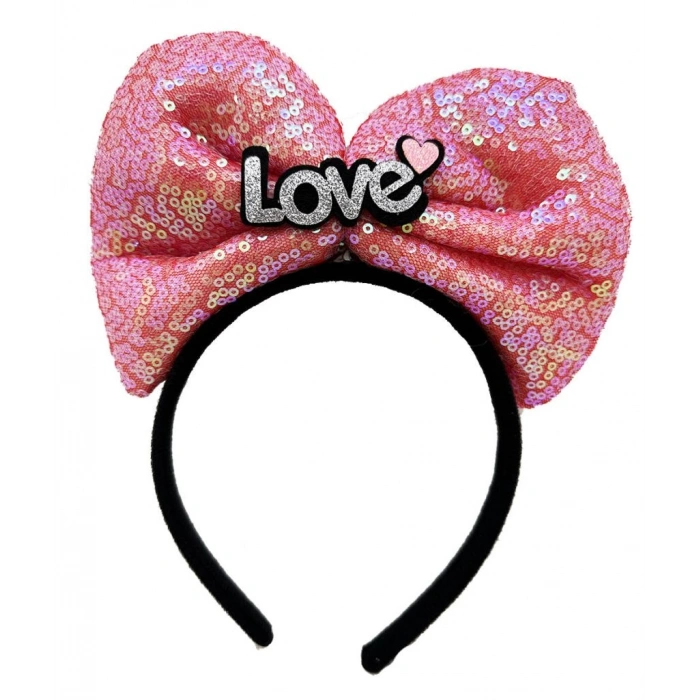 Çocuk Led Işıklı 3 Farklı Fonksiyonda Yanan Fuşya Pembe Fiyonk Taç 20X17 cm