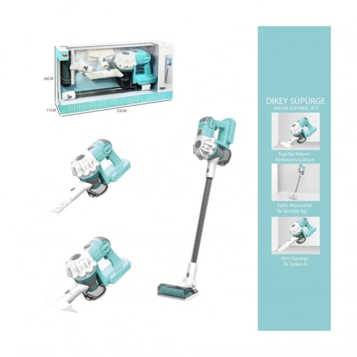Eğitici Oyuncak  LS8803Q Vardem Dikey Elektrik Süpürgesi Ekranlı Kutu Yeşil-Gri 3 in1