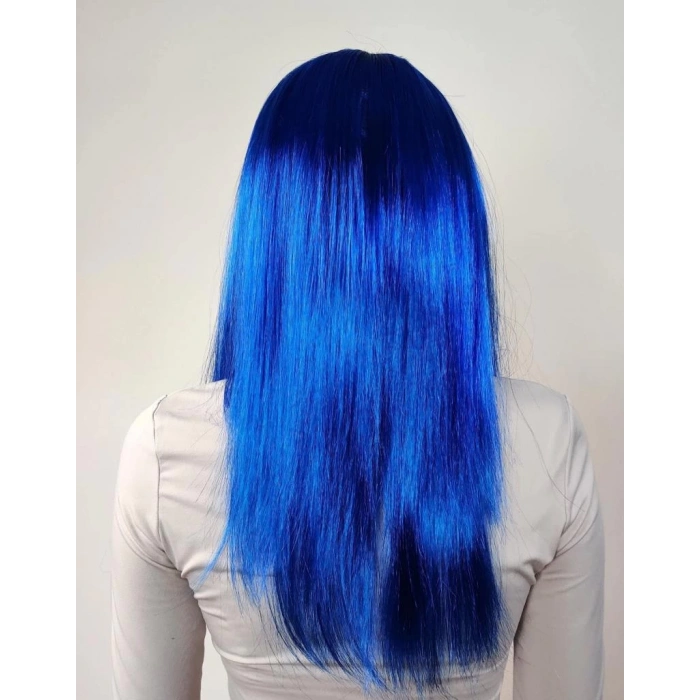 Çocuk Mavi Renk Uzun Parti Peruğu