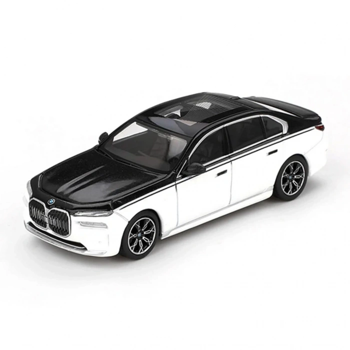 Eğitici Çocuk Mini GT 1/64 BMW i7 xDrive60 Alpine White / Black Sapphire - Blister Paket
