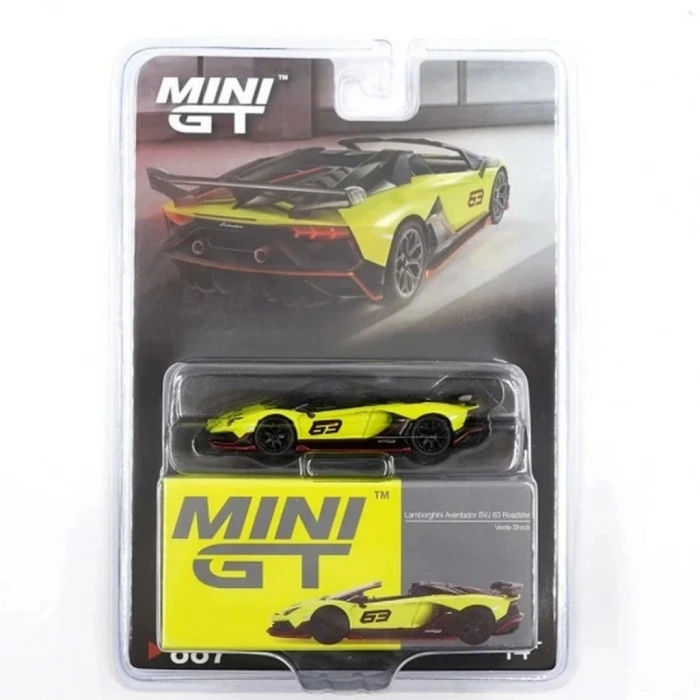 Eğitici Çocuk Mini GT 1/64 Lamborghini Aventador SVJ 63 Roadster Verde Shock - Blister Paket
