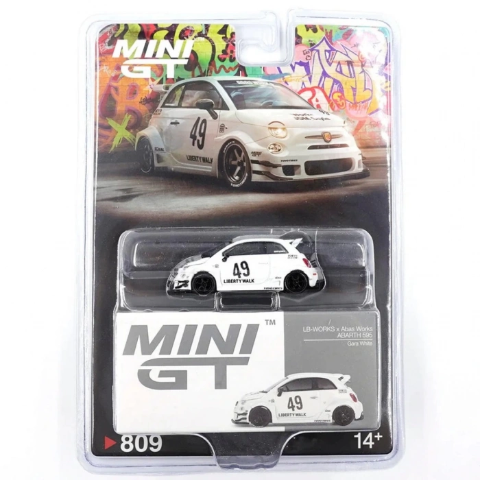 Eğitici Çocuk Mini GT 1/64 LB-WORKS x Abas Works ABARTH 595 Gara White - Blister Paket