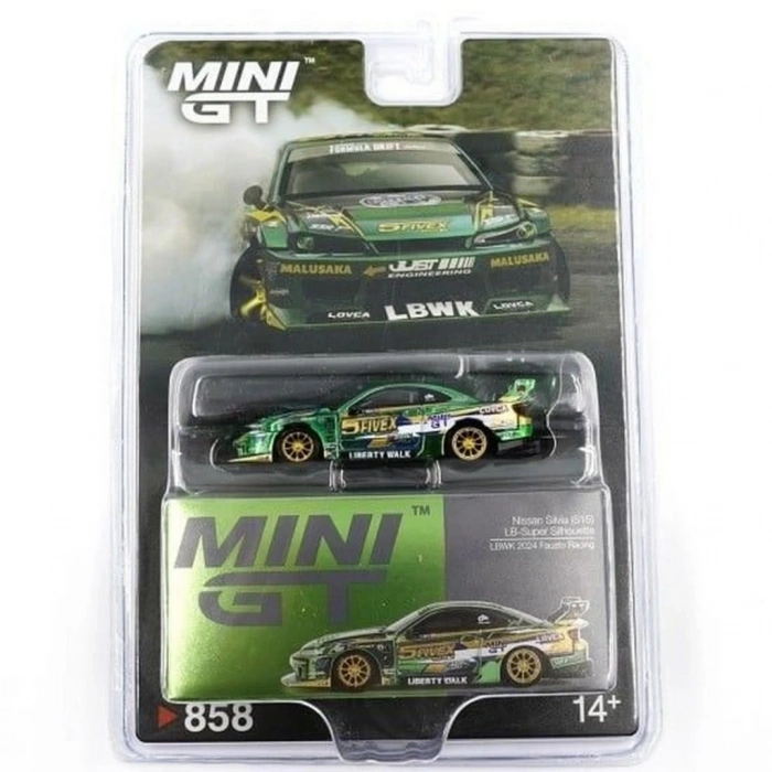 Eğitici Çocuk Mini GT 1/64 Nissan LB-Super Silhouette S15 SILVIA LBWK 2024 Fausto Racing - Blister Paket