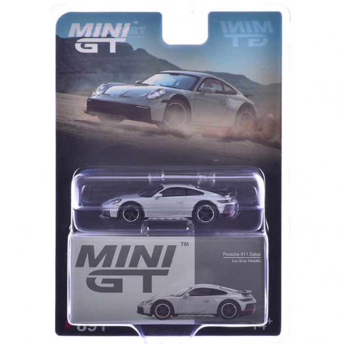 Eğitici Çocuk Mini GT 1/64 Porsche 911 Dakar Ice Gray Metallic - Blister Paket