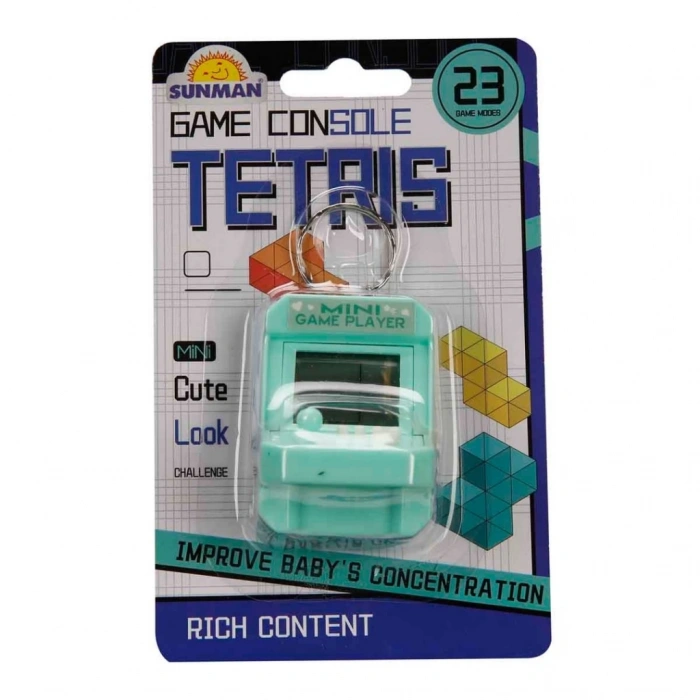 Eğitici Çocuk Mini Oyun Konsolu 23 Oyun Modlu Tetris Anahtarlık
