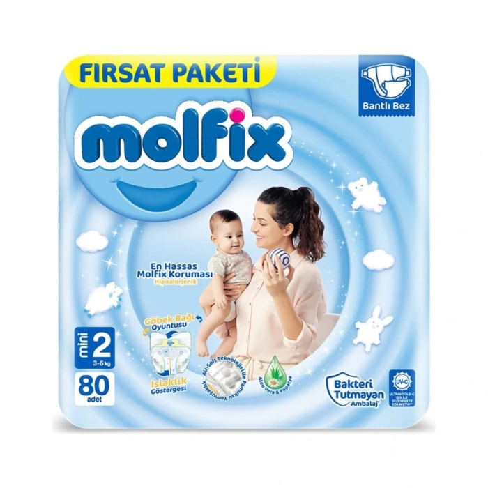 Çocuk Molfix Bebek Bezi Fırsat Paketi 2 Beden 3-6 Kg 80 Adet