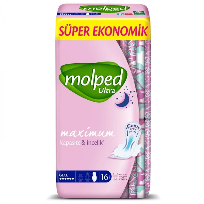 Çocuk Molped Ultra Hijyen Anatomik Gece Ped Süper Eko 16 Adet