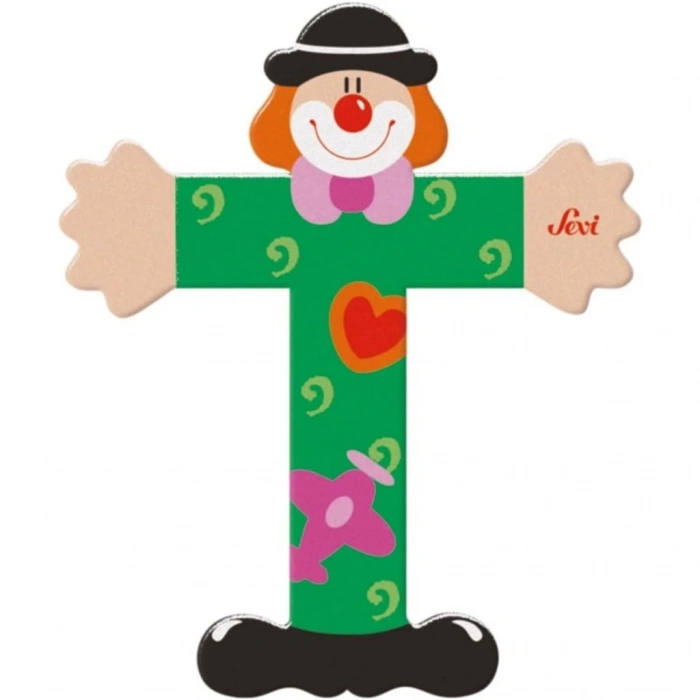 Eğitici Oyuncak Palyanço Ahşap Harf T