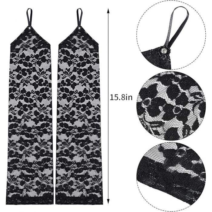 Parmak Askılı Zarif Dantel Eldiven Gece Şıklığını Yansıtan 40 cm Uzunlukta