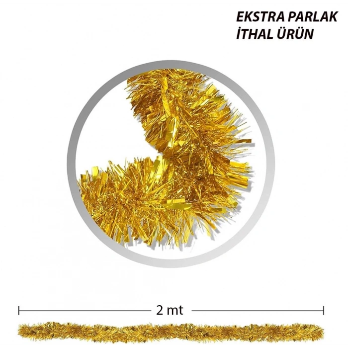 Çocuk Parti İçin Sim Süs 2 Metre Uzunluk 6 cm Genişlik Altın Renk İthal