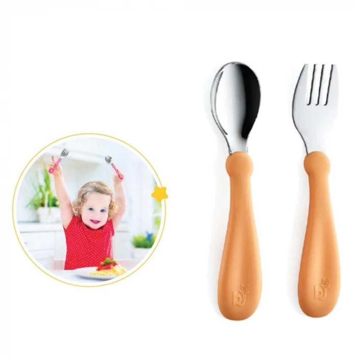 Çocuk Paslanmaz Çelik Çatal Kaşık Seti 522 Somon