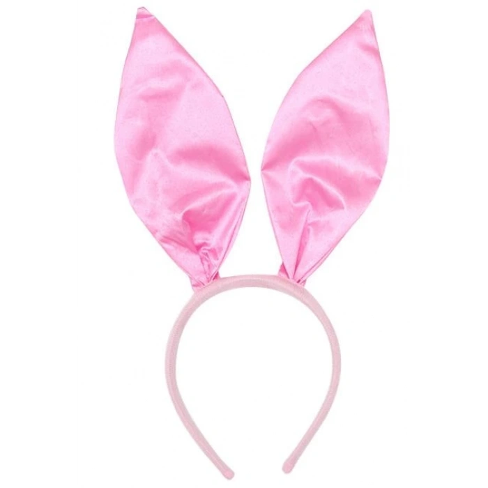 Çocuk Pembe Renk Saten Kaplama Şekil Verilebilir Tavşan Kulak Taç 35x11 cm